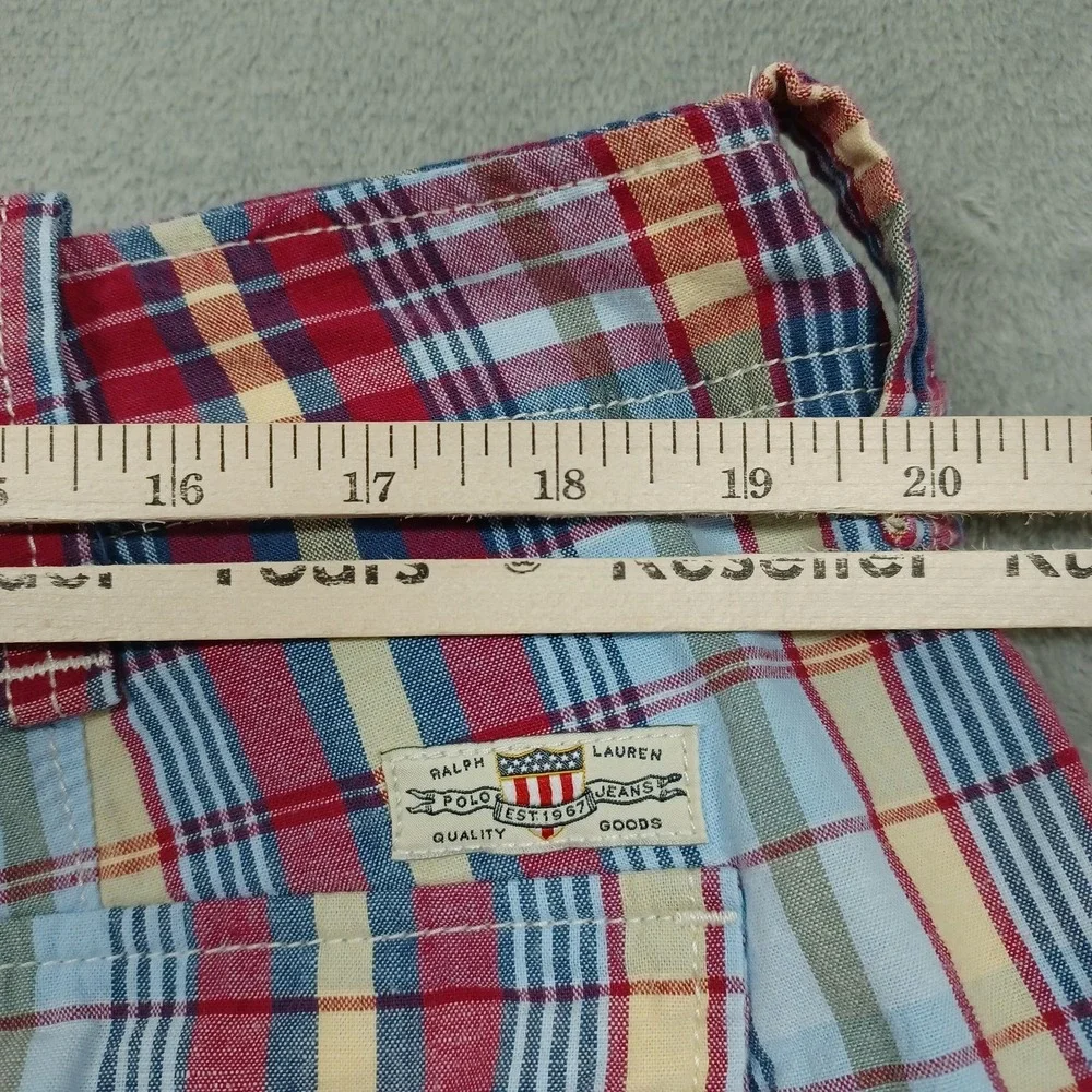 Polo Ralph Lauren Short Mens 40 Blue Plaid Cargo‎ Pockets Preppy Casual